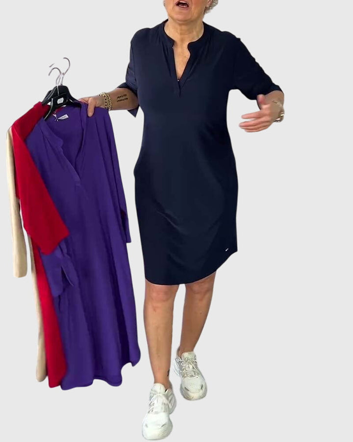 Clara | Schlichtes V-Ausschnitt Kleid