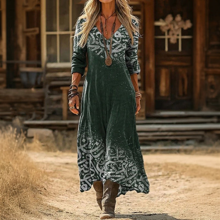 Evelyn | Vintage-inspiriertes lässiges Kleid mit langen Ärmeln