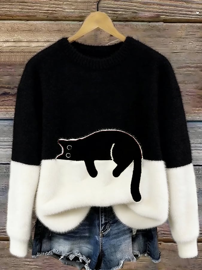 Luna | Damen Sweatshirt mit Katzenmuster