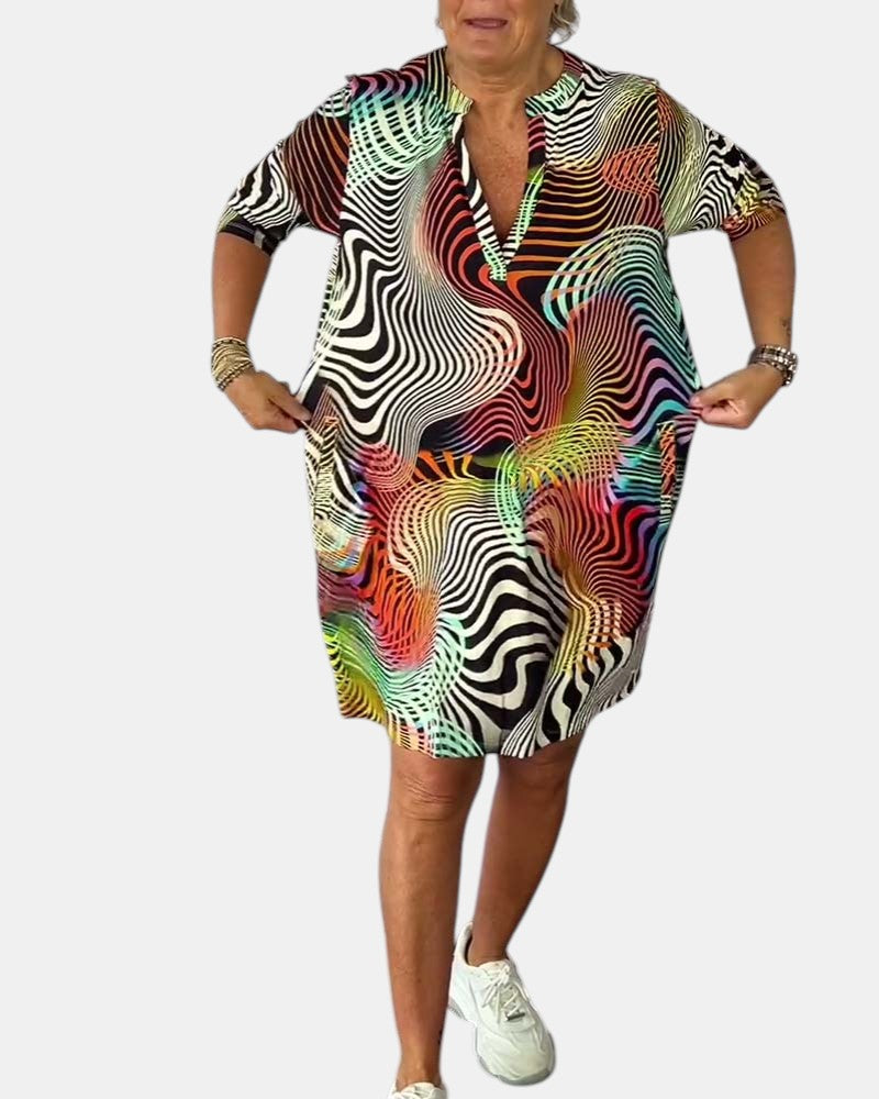 Jessica™ | Farbenfrohes V-Ausschnitt Kleid