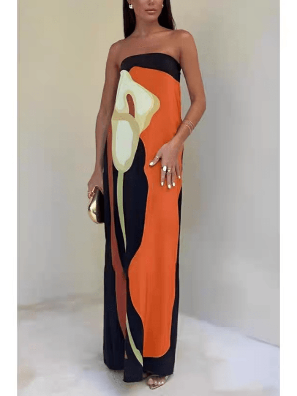 Joan | Küstlich Schicke Strapless Bedruckte Maxikleid für Partys