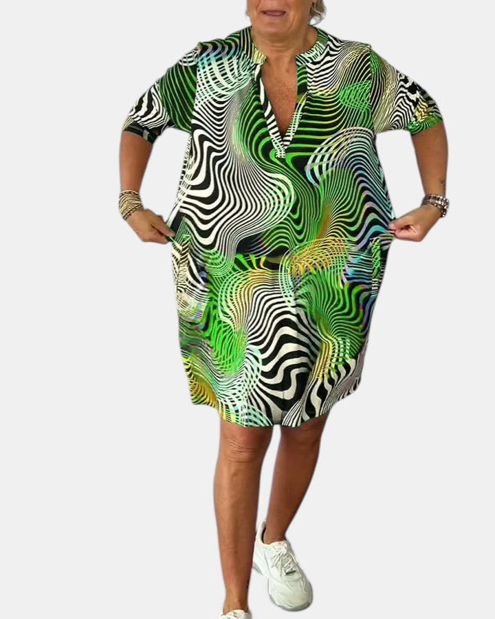 Jessica™ | Farbenfrohes V-Ausschnitt Kleid