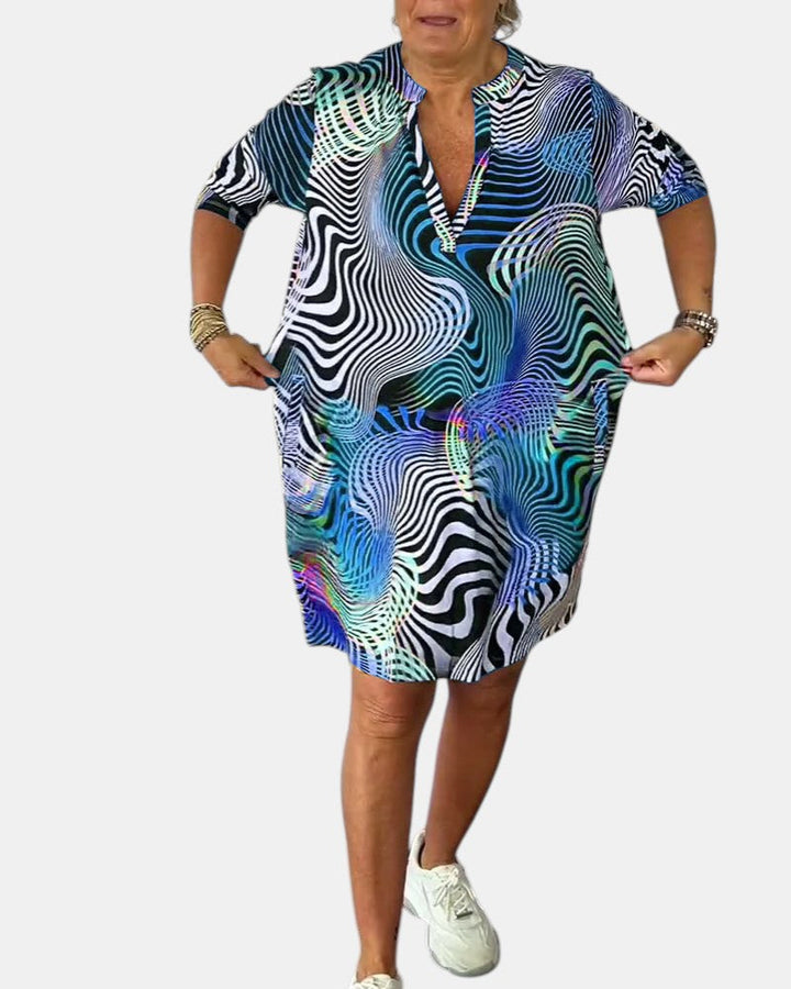 Jessica™ | Farbenfrohes V-Ausschnitt Kleid