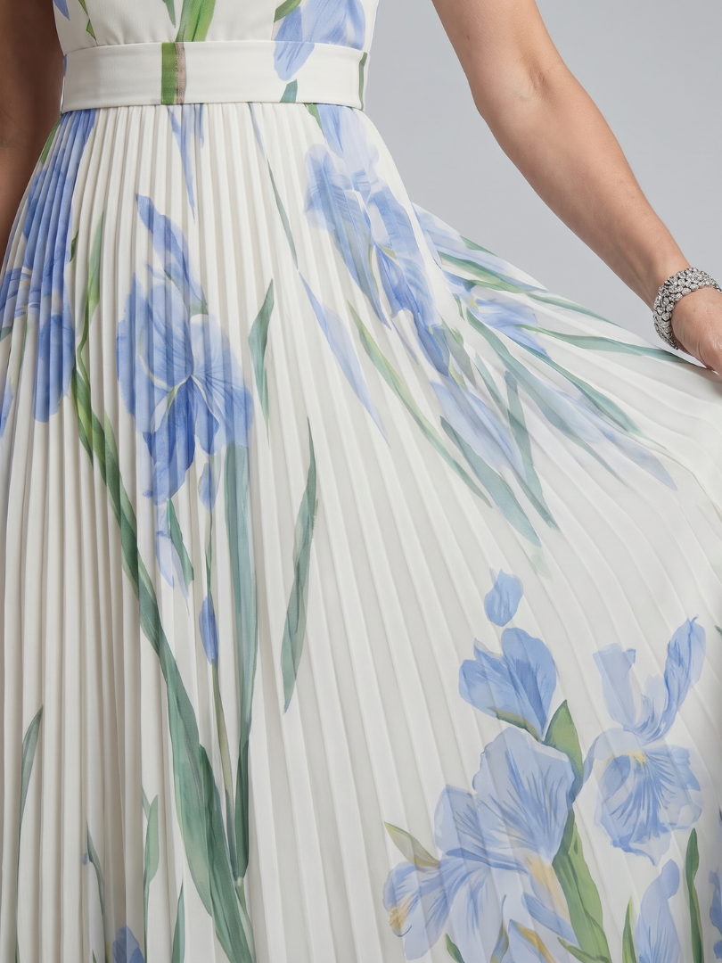 Ophelia | Ärmelloses Midikleid mit quadratischem Ausschnitt und Blumenmuster