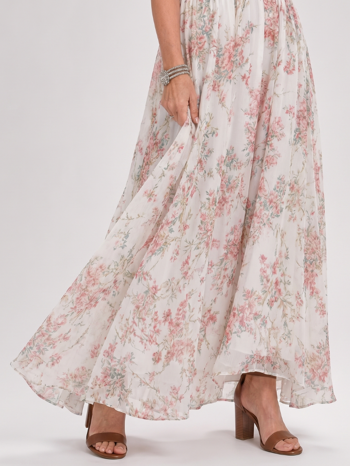 Guinevere | Florales Print Fließendes Midi Kleid