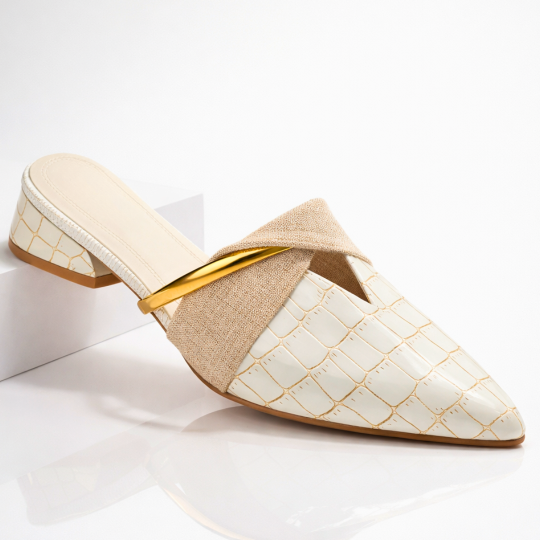Vivette | Gold Akzent Spitzenschuh