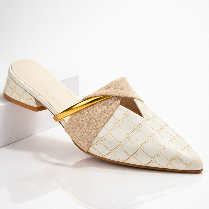 Vivette | Gold Akzent Spitzenschuh