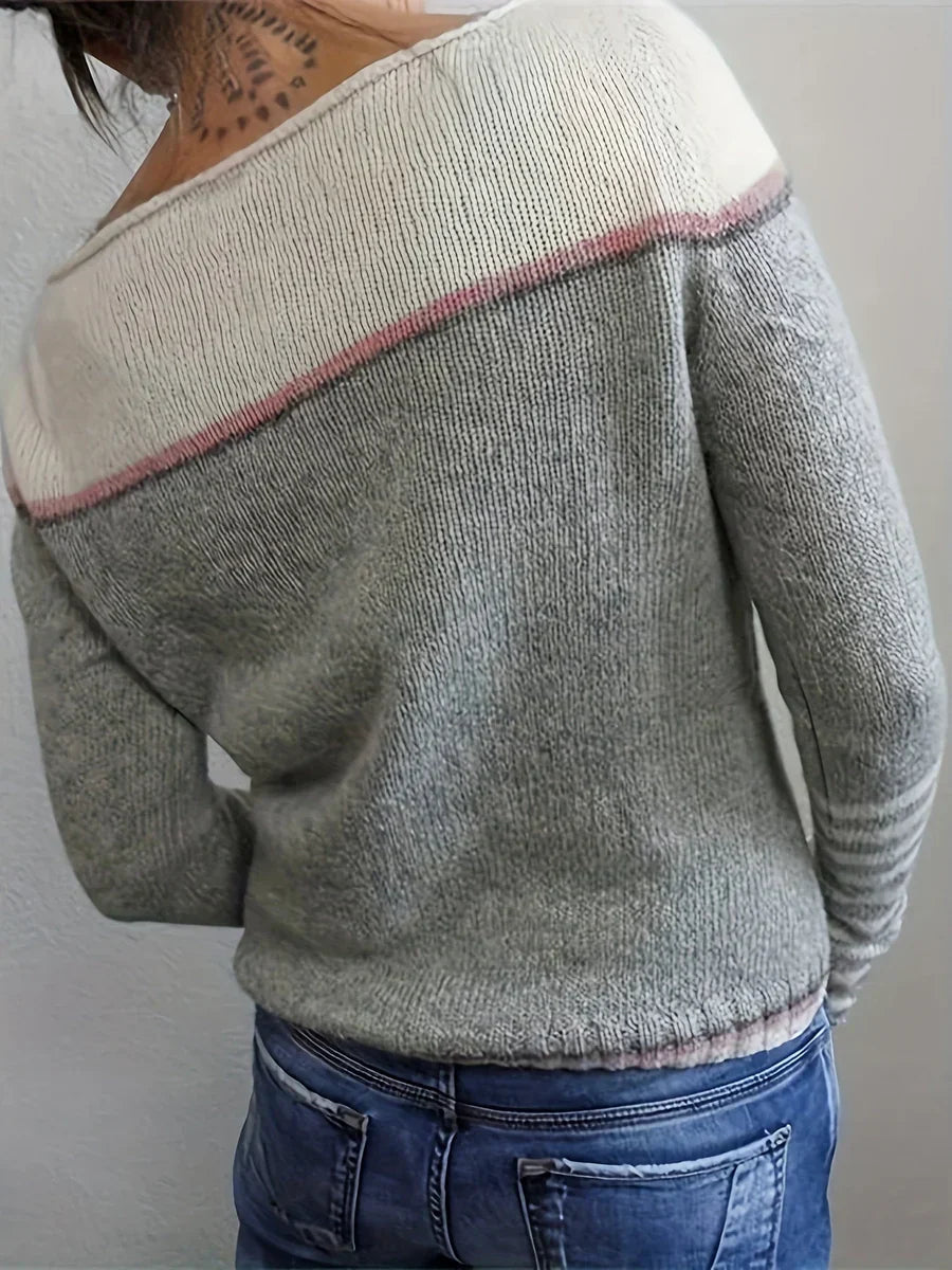 Talithia Gestreifter Strickpullover Mit Langen Ärmeln