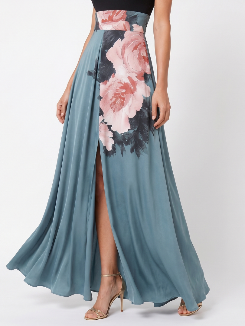 Olympas | Halter Bodice Blumenkleid Maxi Dress
