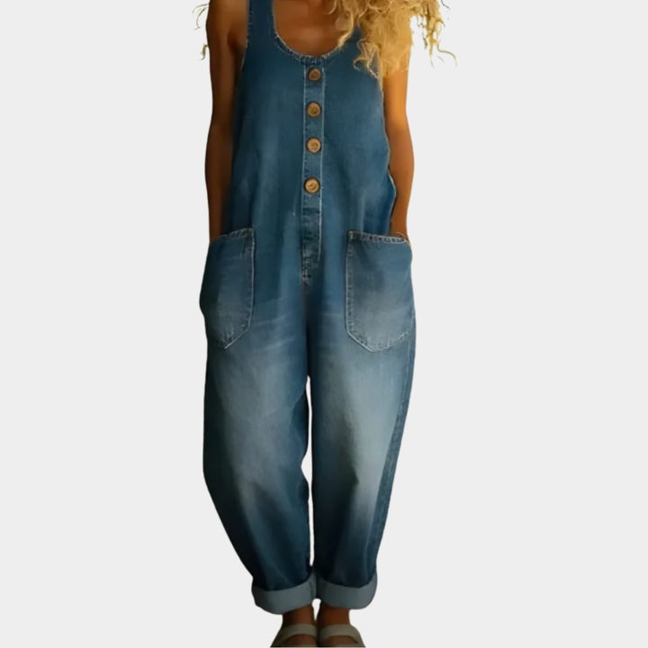 Saylor - Vintage Weicher Denim-Look Latzhose