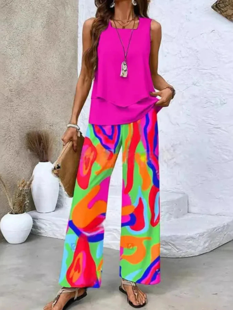 Ovelynra™ | Ärmelloses Top und Weite-Hosen Set