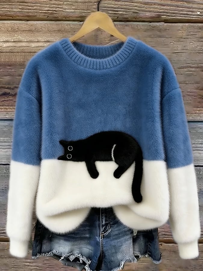 Luna | Damen Sweatshirt mit Katzenmuster
