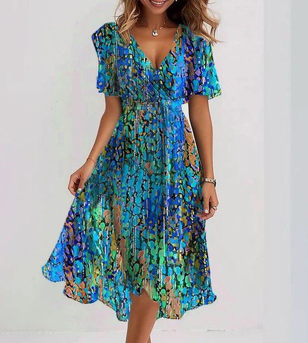 Sapphire | Luftiges Blau Midi-Kleid