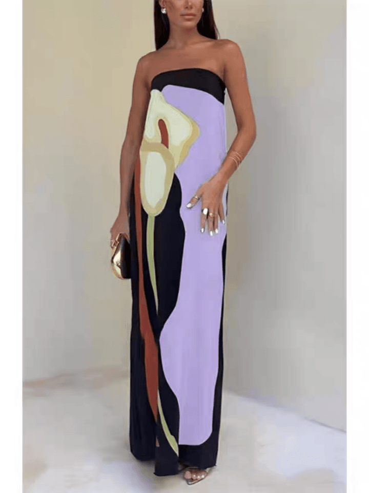 Joan | Küstlich Schicke Strapless Bedruckte Maxikleid für Partys