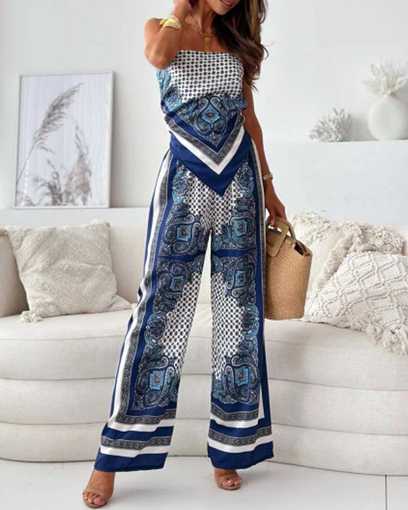 Helen | Urlaub Bereit Stilvolles Schnürweste & Hose Zweiteiliges Set Kleid