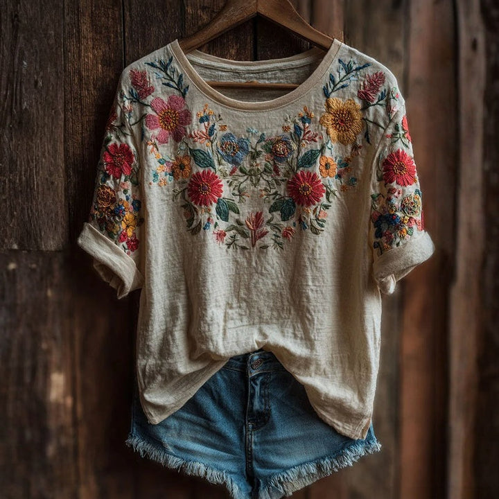 Rosalie™ | T-Shirt mit vintage Blumenmuster