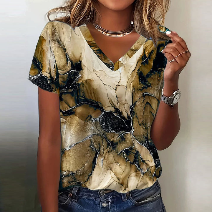 Noémie™ | Vintage Gradient T-Shirt mit V-Ausschnitt
