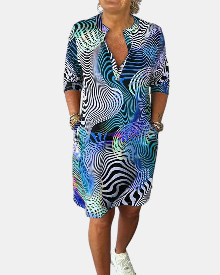 Jessica™ | Farbenfrohes V-Ausschnitt Kleid