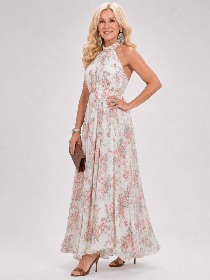 Guinevere | Florales Print Fließendes Midi Kleid