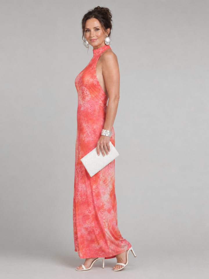 Coraline | Halterneck Maxikleid mit Druckmuster