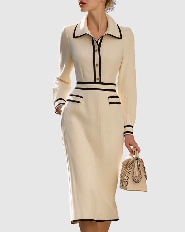 Aderyn | Maßgeschneidertes Midi-Kleid mit Knopfdetails