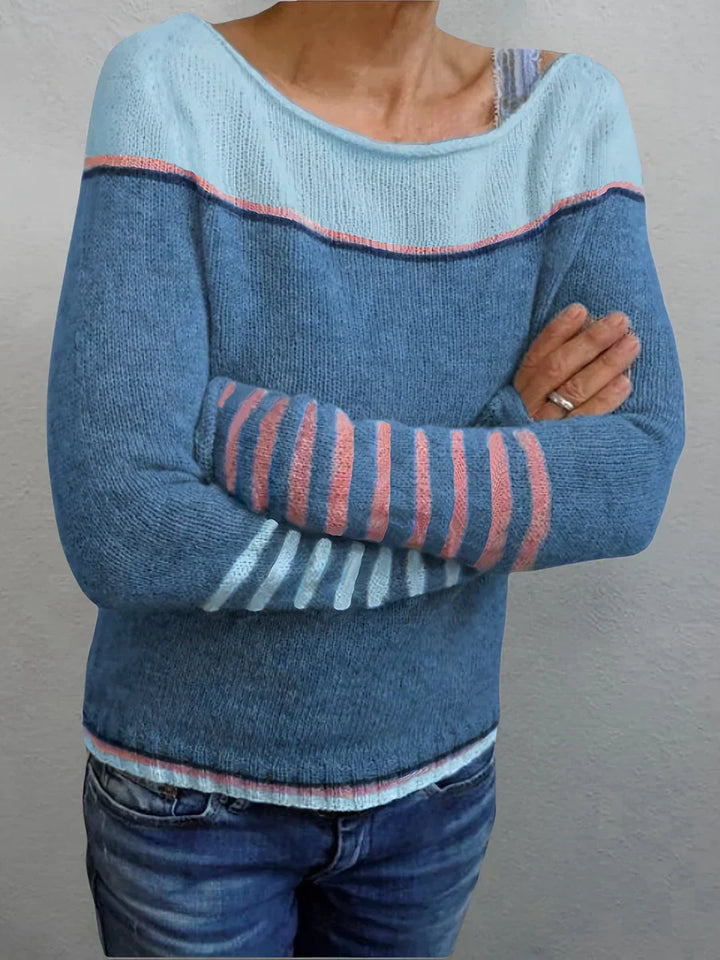 Talithia Gestreifter Strickpullover Mit Langen Ärmeln