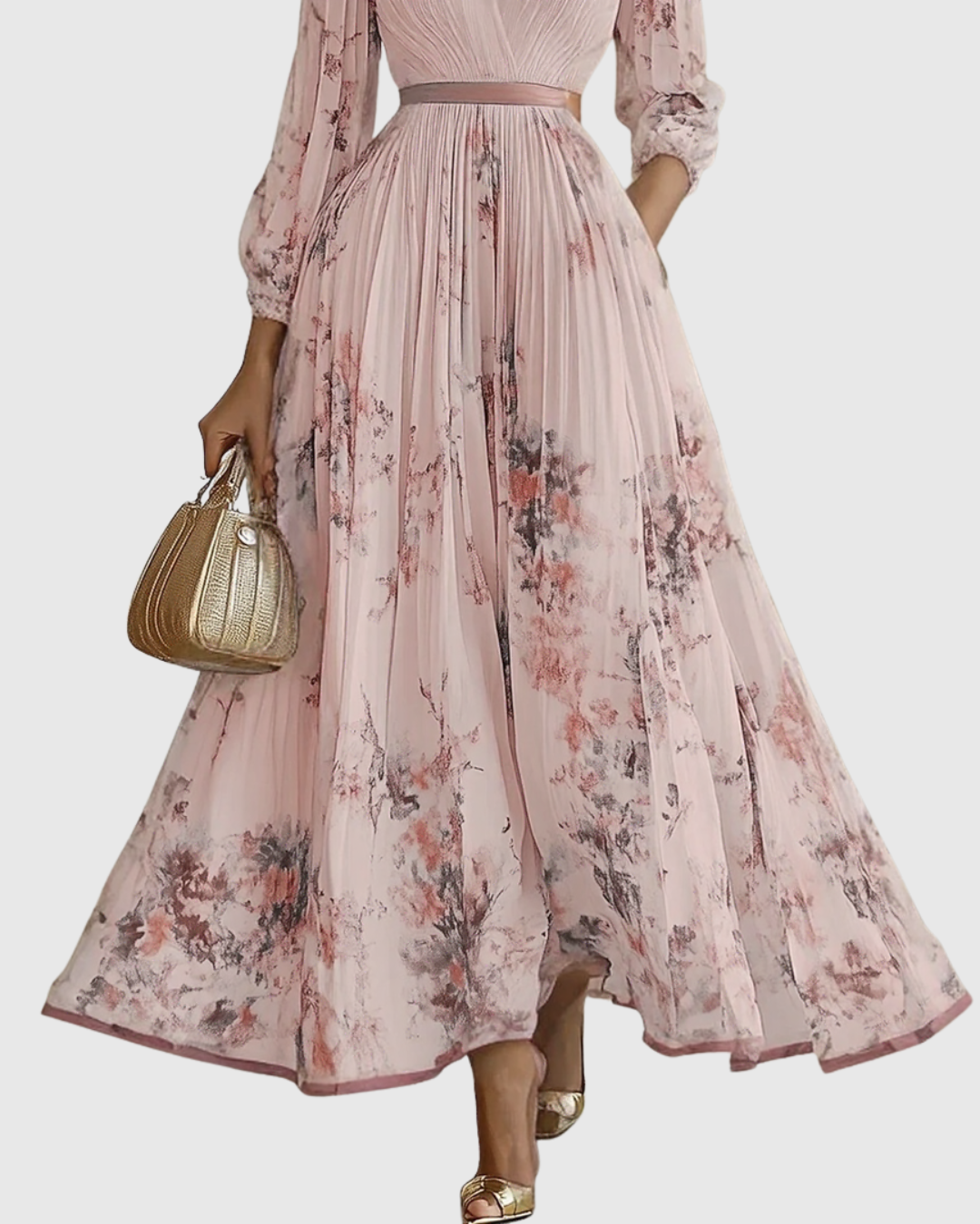 Rowella | Elegantes, plissiertes Maxikleid