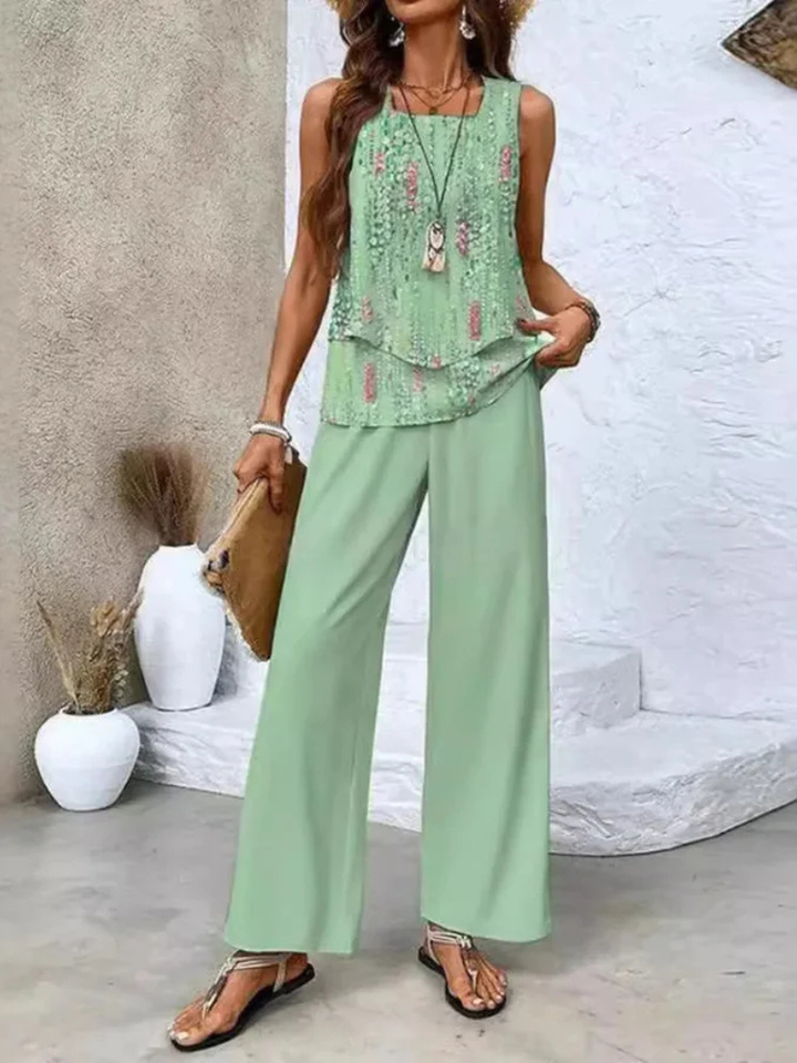 Ovelynra™ | Ärmelloses Top und Weite-Hosen Set