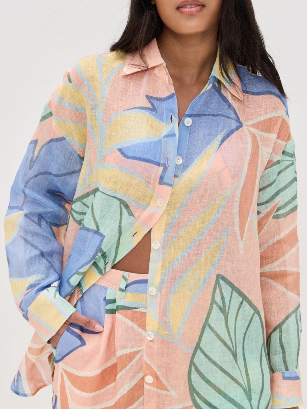 Amandine | Tropisches Blatt-Print Kurzset