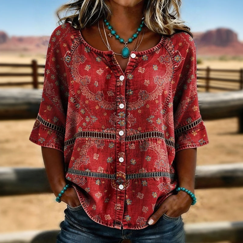 Aurore™ | Vintage-Bluse mit ethnischem Druck