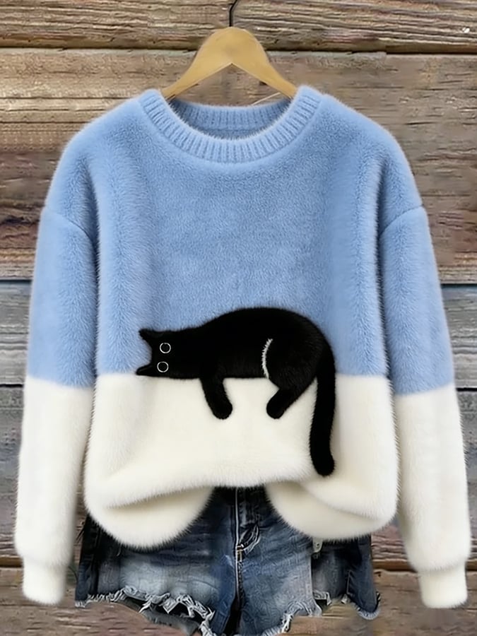 Luna | Damen Sweatshirt mit Katzenmuster