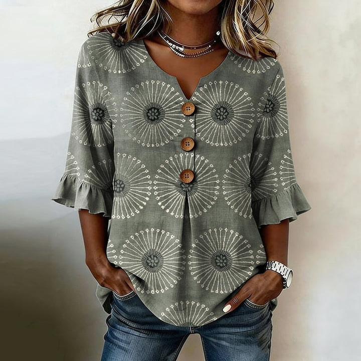 Sylvie™ | Vintage lässige Bluse mit Druck