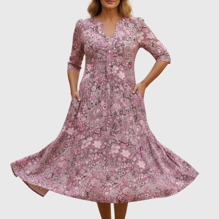 Harlow | Anmutiges V-Ausschnitt Eleganz Midikleid
