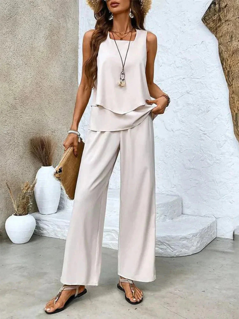 Ovelynra™ | Ärmelloses Top und Weite-Hosen Set