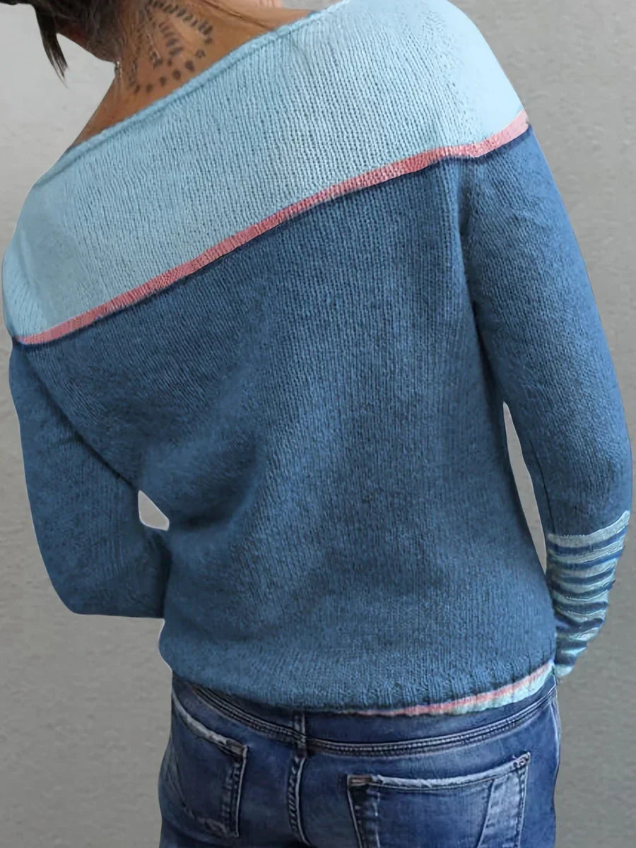Talithia Gestreifter Strickpullover Mit Langen Ärmeln