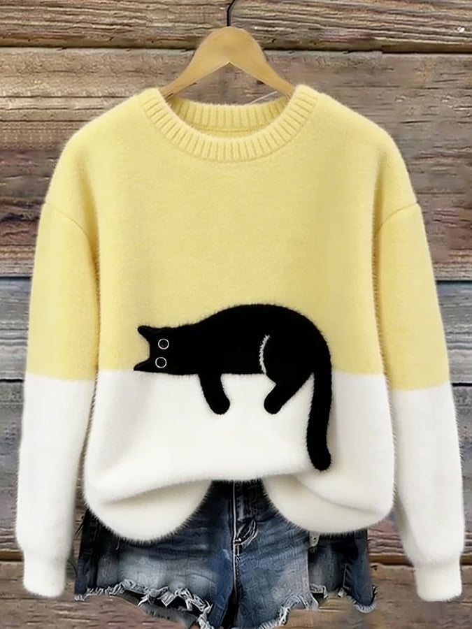 Luna | Damen Sweatshirt mit Katzenmuster