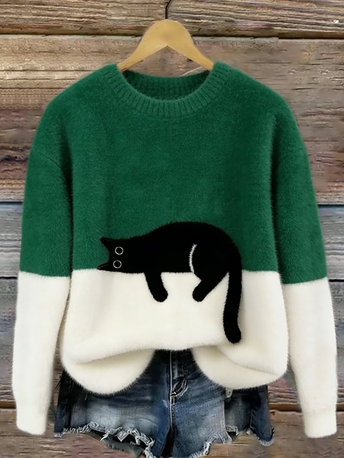Luna | Damen Sweatshirt mit Katzenmuster