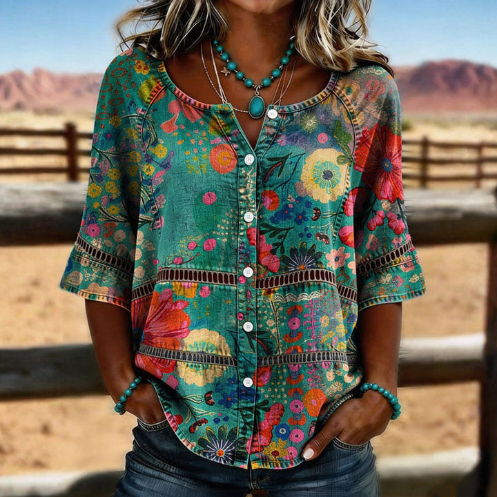 Amandine™ | Vintage-Bluse mit floralem Muster