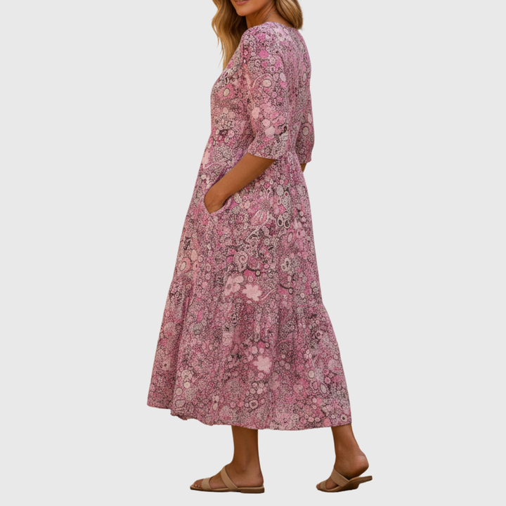Harlow | Anmutiges V-Ausschnitt Eleganz Midikleid