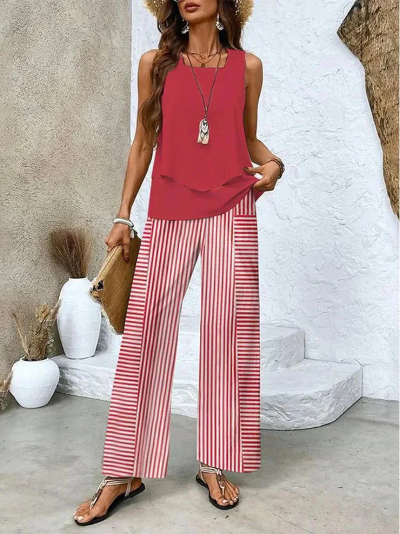 Ovelynra™ | Ärmelloses Top und Weite-Hosen Set