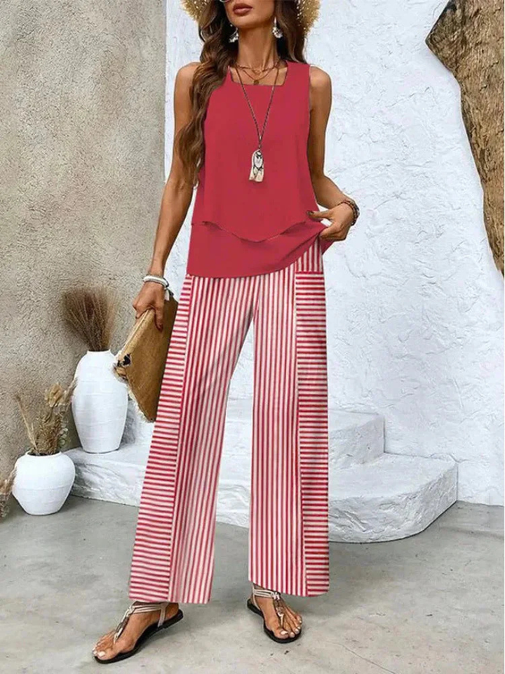 Ovelynra™ | Ärmelloses Top und Weite-Hosen Set