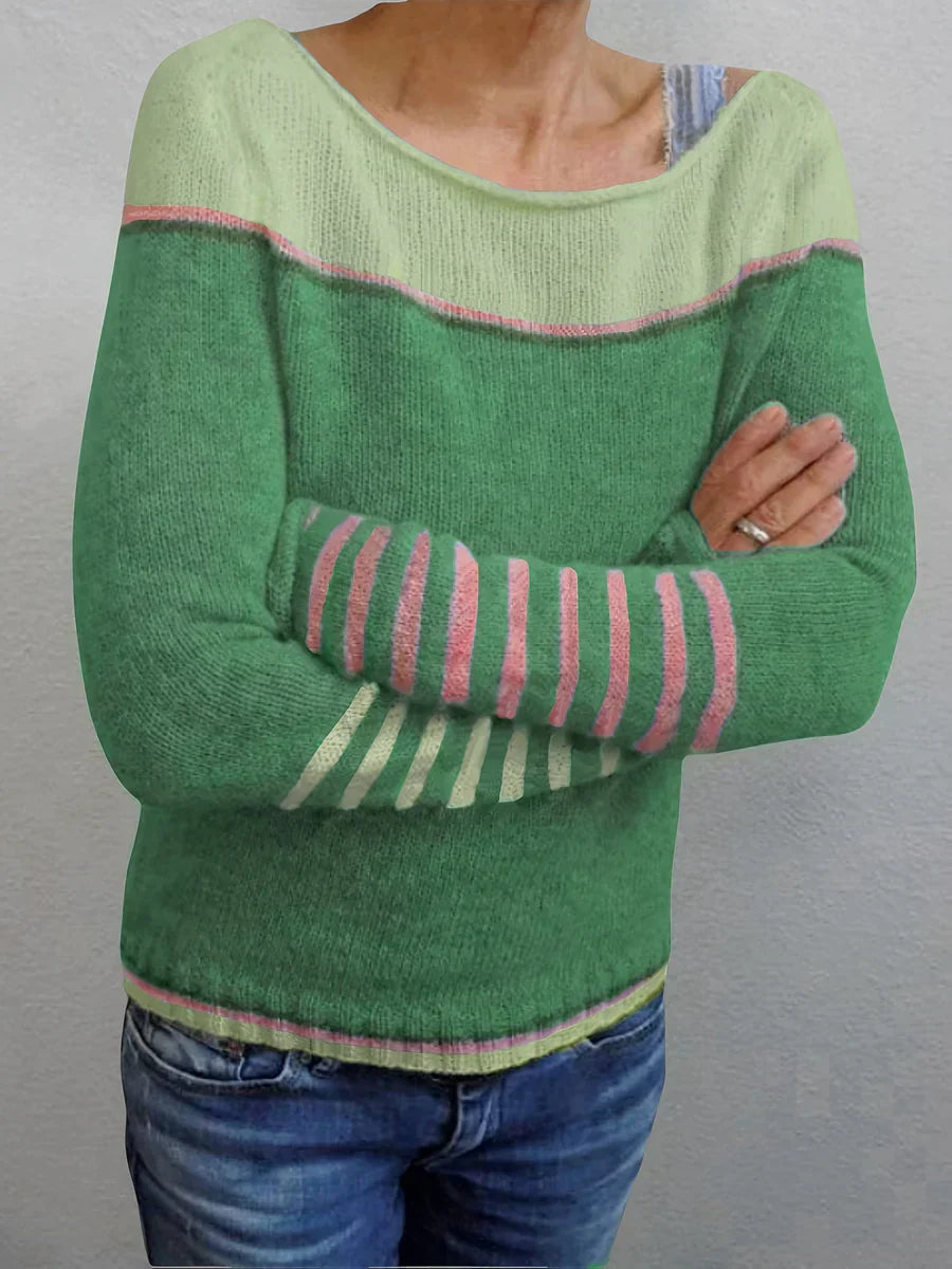 Talithia Gestreifter Strickpullover Mit Langen Ärmeln