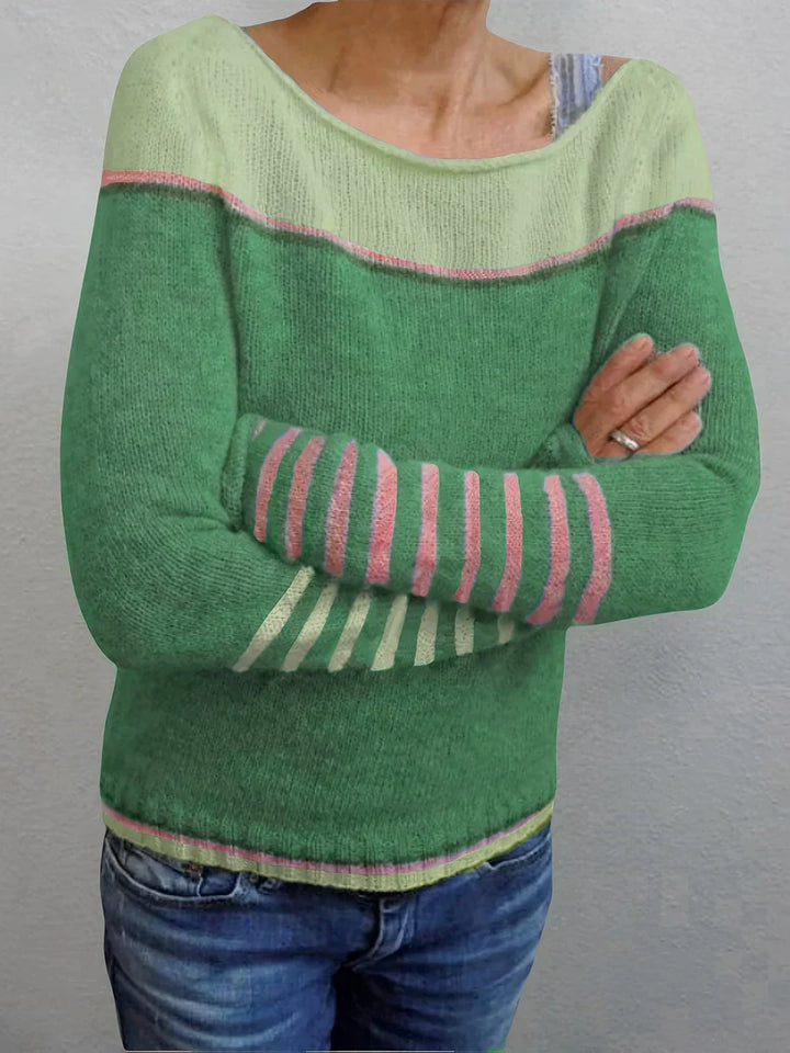 Talithia Gestreifter Strickpullover Mit Langen Ärmeln