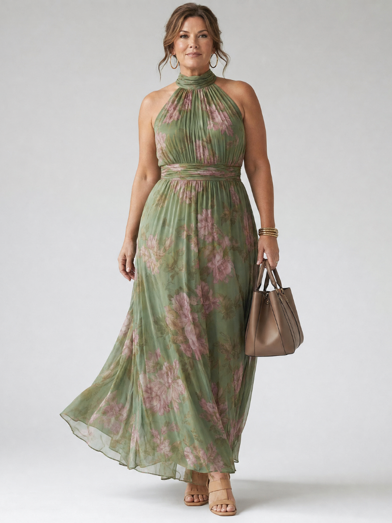 Mirelle | Gathered Halter Midi Kleid