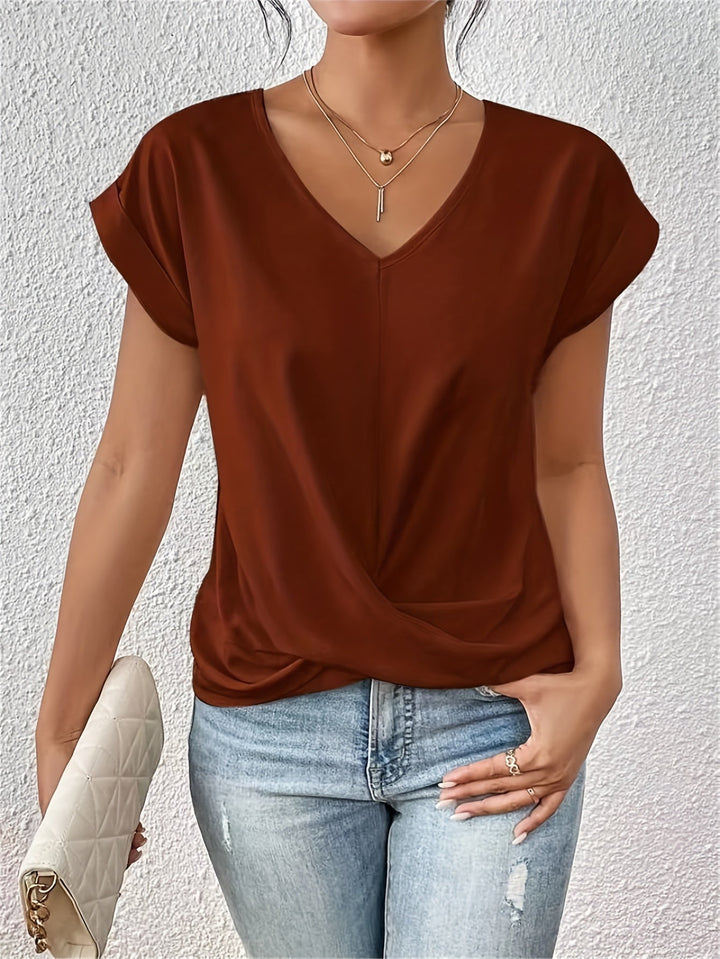 Weiches V-Ausschnitt Top mit eleganter Drapierung