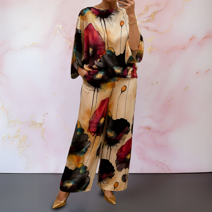 Maelora™ | Satin Zweiteiliges Damen-Set