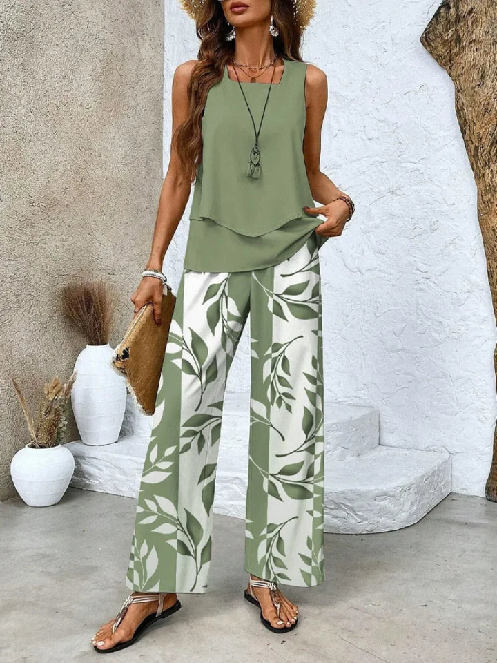 Ovelynra™ | Ärmelloses Top und Weite-Hosen Set