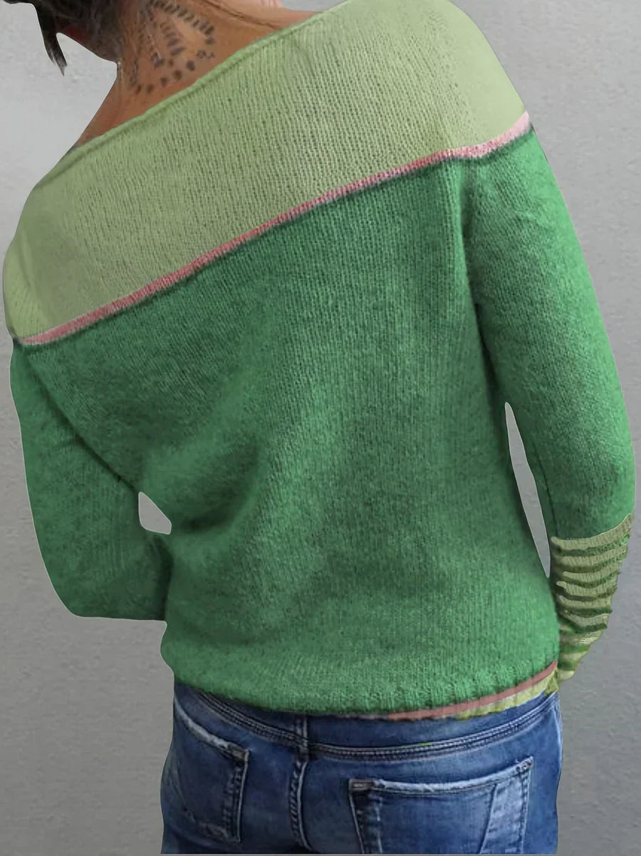 Talithia Gestreifter Strickpullover Mit Langen Ärmeln