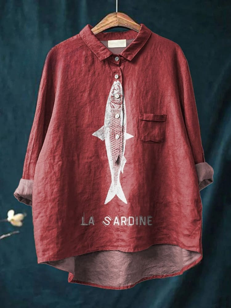 Lily | Bluse mit Sardinen-Druck