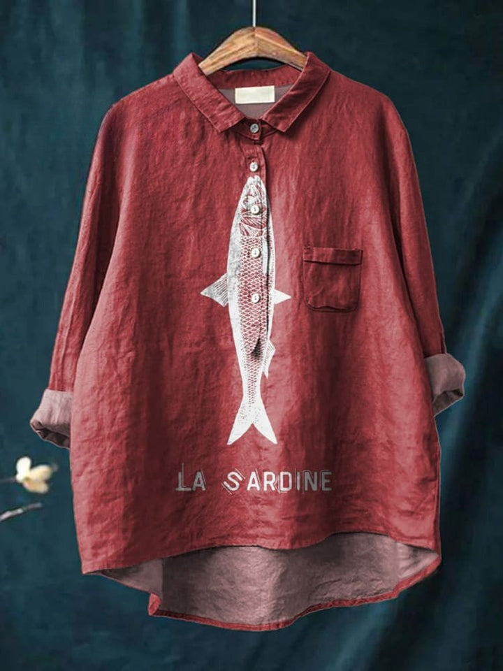 Lily | Bluse mit Sardinen-Druck